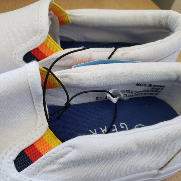 BNWT Aldi Gear White Rainbow Canvas Slip-on Style (8) KICKS - Picture 5 of 9